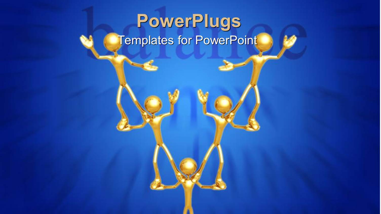 Five Gold Colored Characters Forming a Pyramid with a Text which says