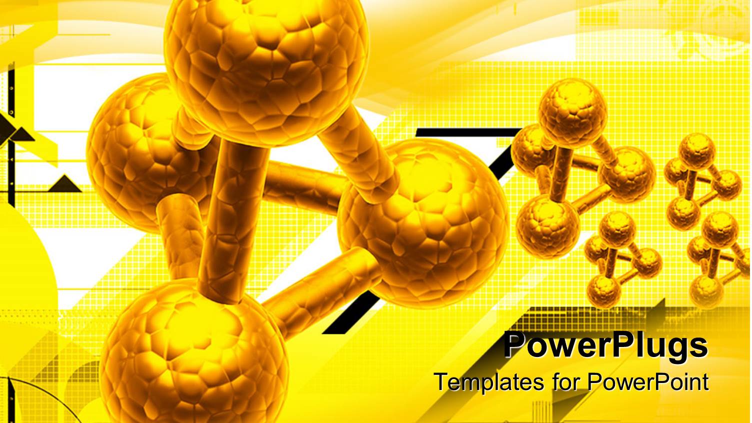 Five Gold Colored Chemical Reactions on a Yellow Background