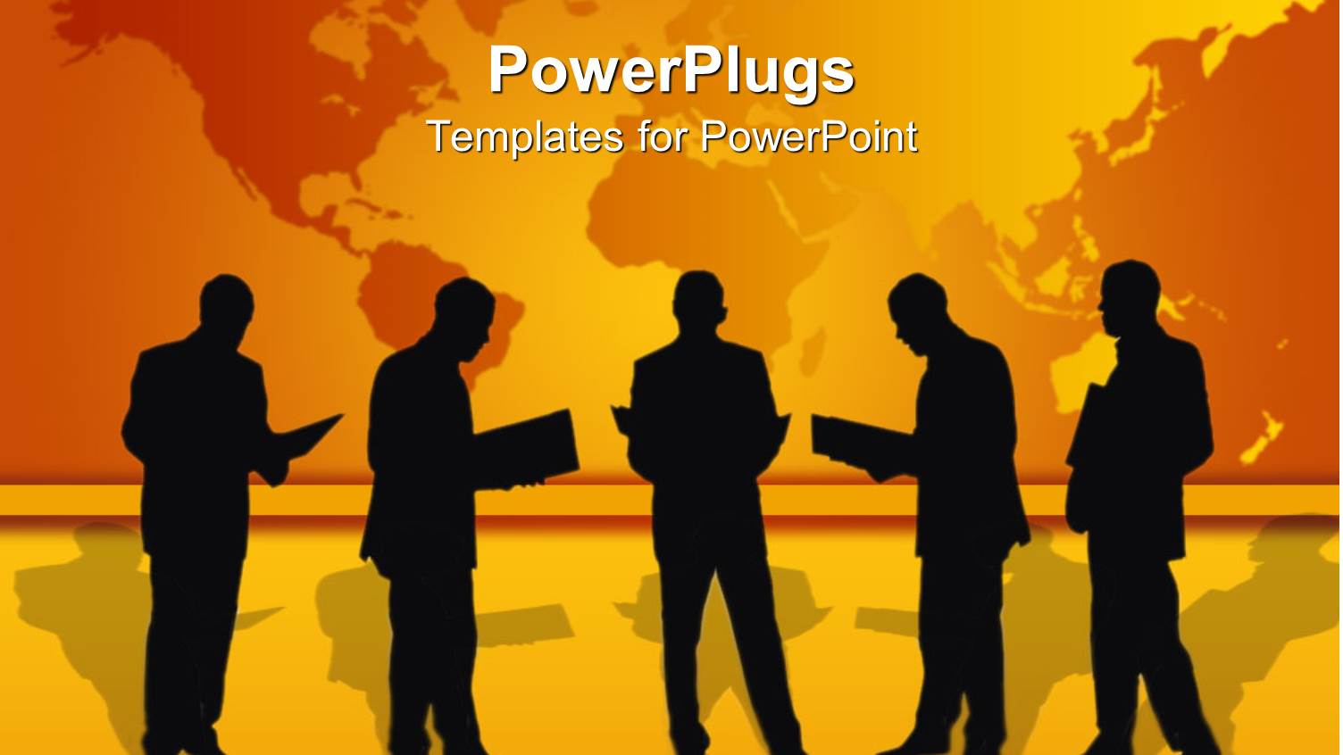 Five Human Characters Reading Files with a Yellow Map Background