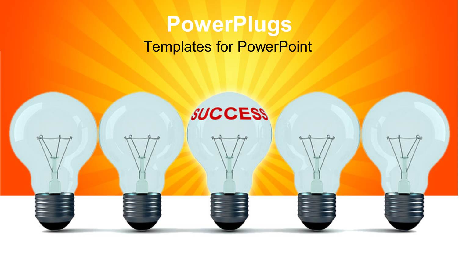 Five Light Bulbs with a Text that Spells Out the Word 