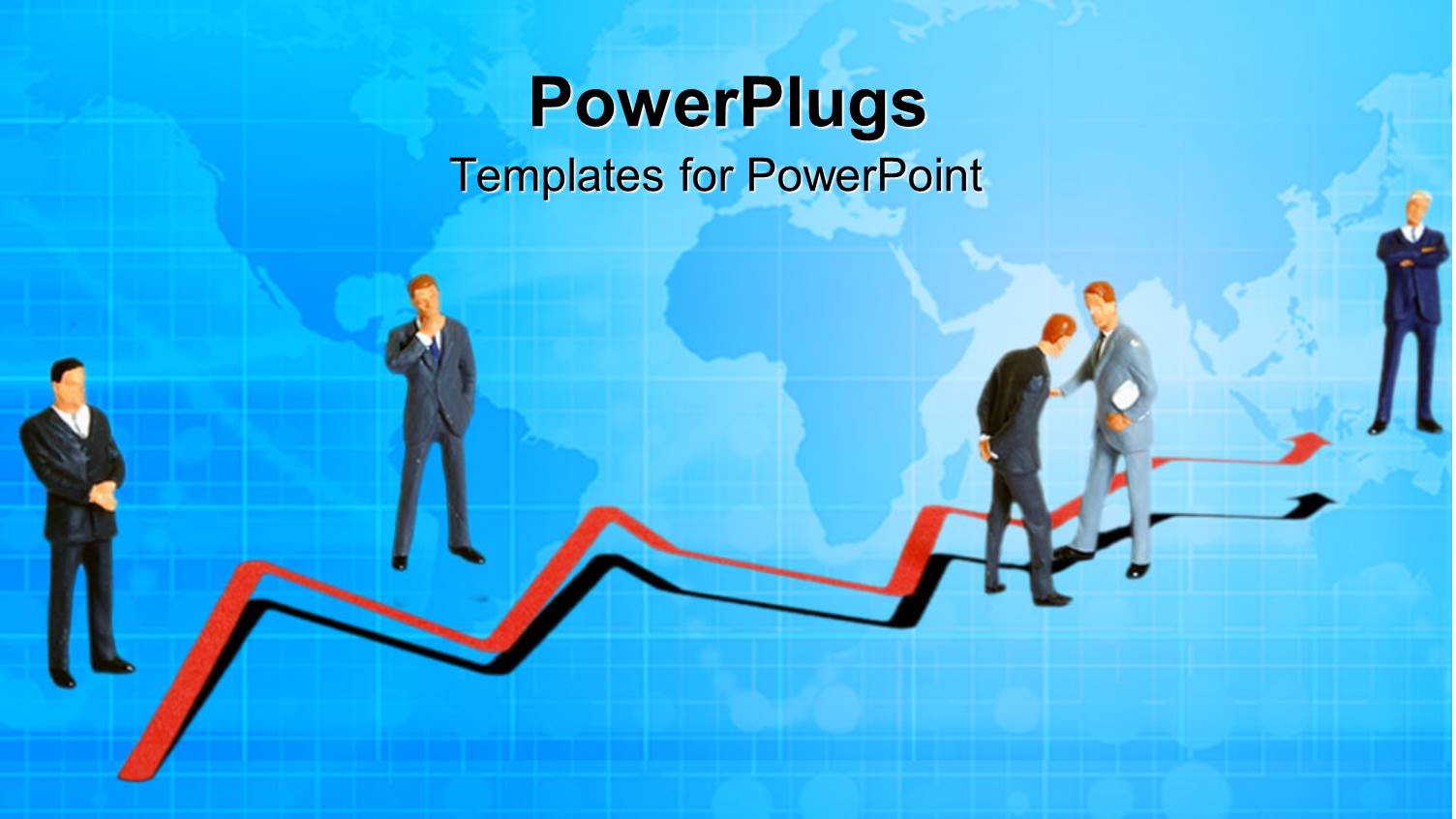 Five Men in Suits in Blue Background with Map