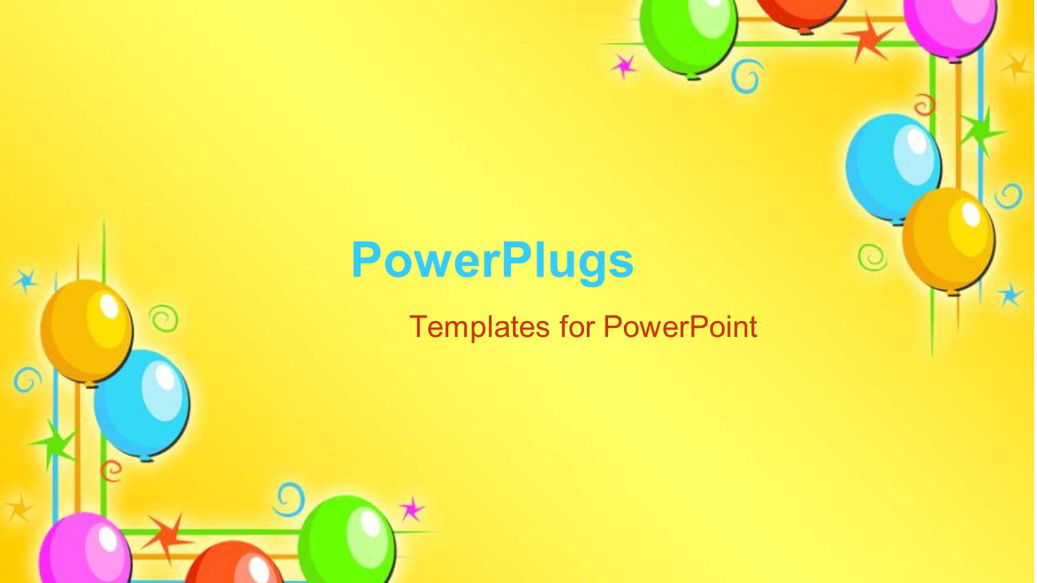 Five Multi Colored Balloons on Each Side of a Yellow Background