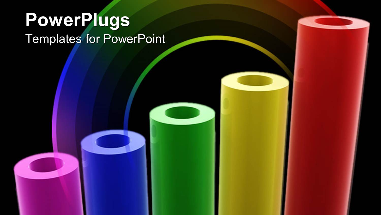 Five Multi Colored Cylindrical Objects on a Multicolored Background