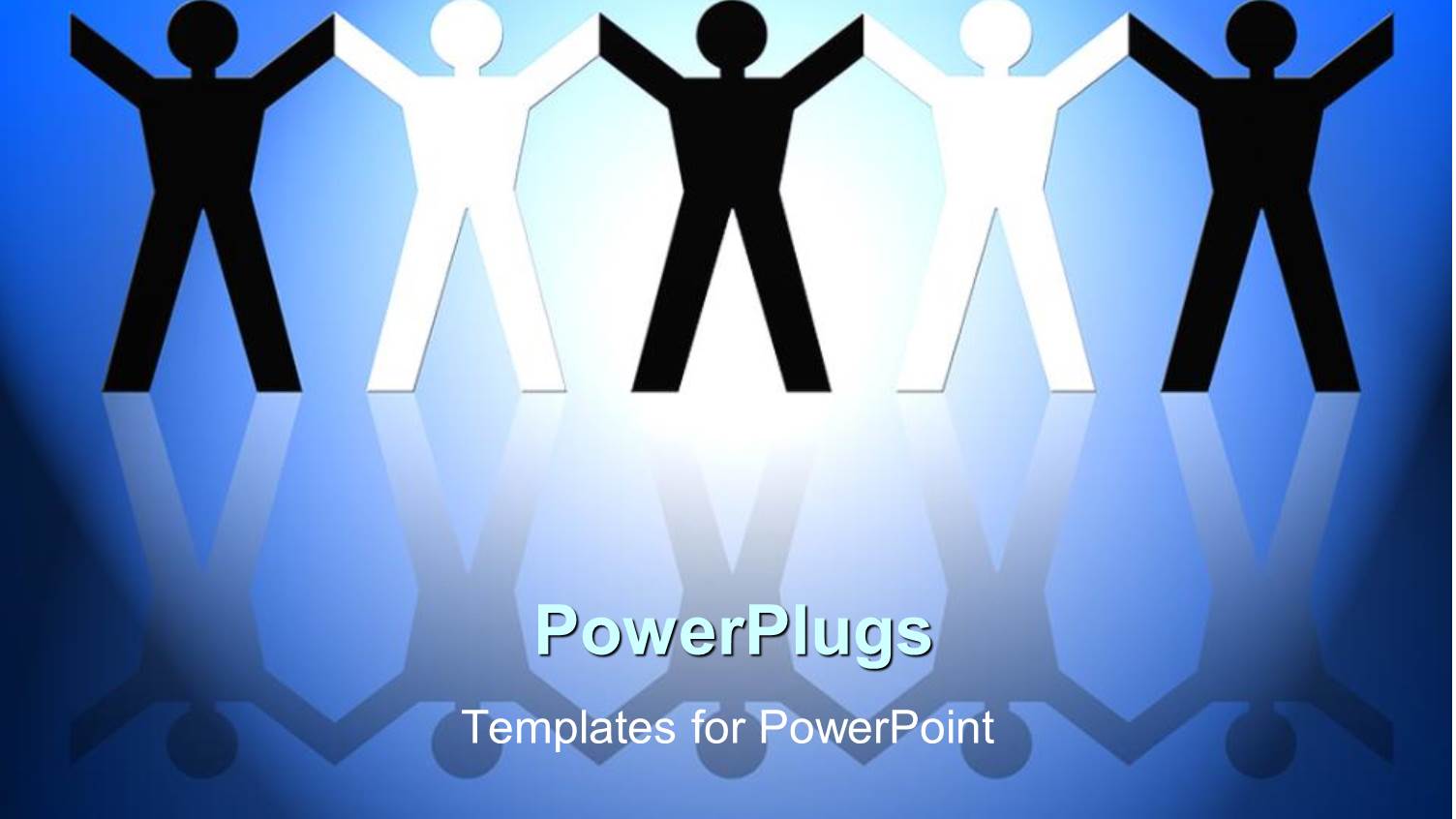 Five Paper Figures on Gradient Blue and White Reflective Background