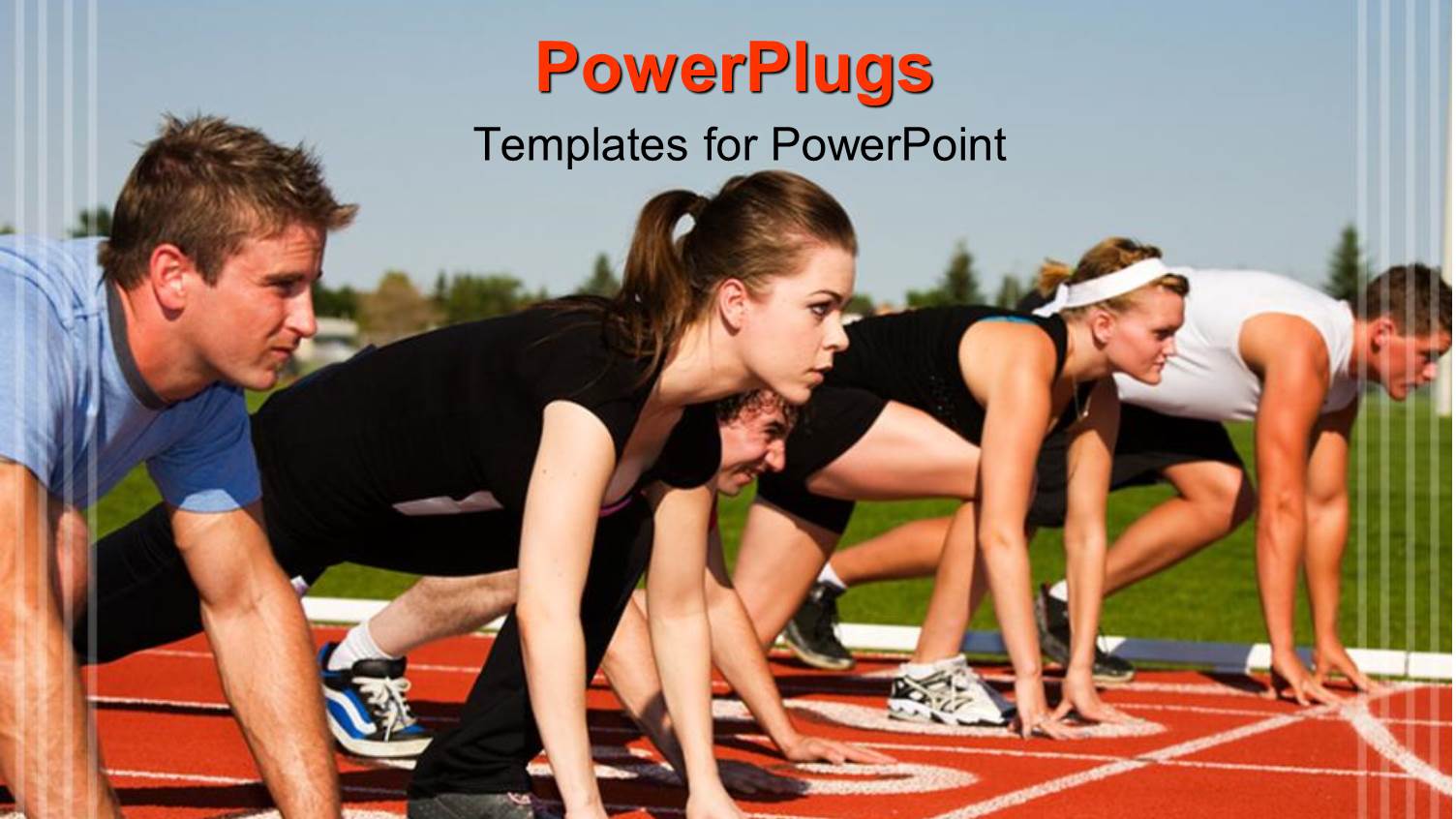 Five People on a Starting Line for a Race