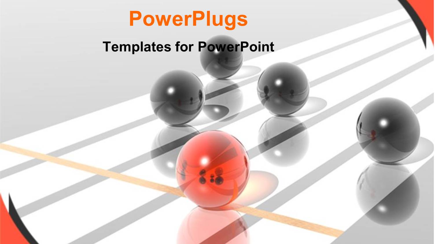 Five Race Lines with some Black Balls with a Red One in Front