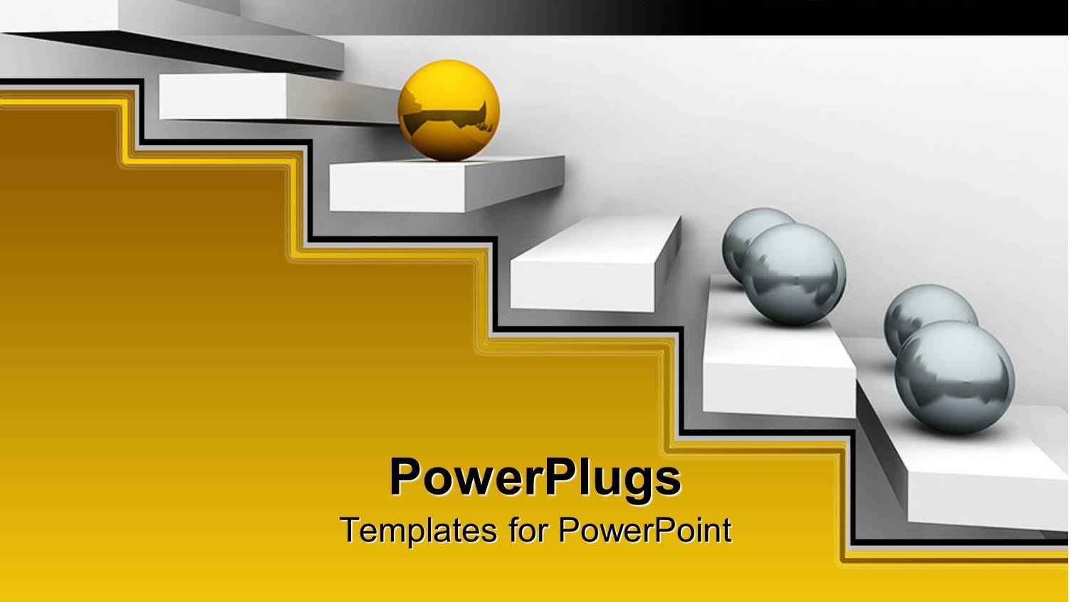 Flight of Stairs with Gold and Silver Balls Rolling Up it