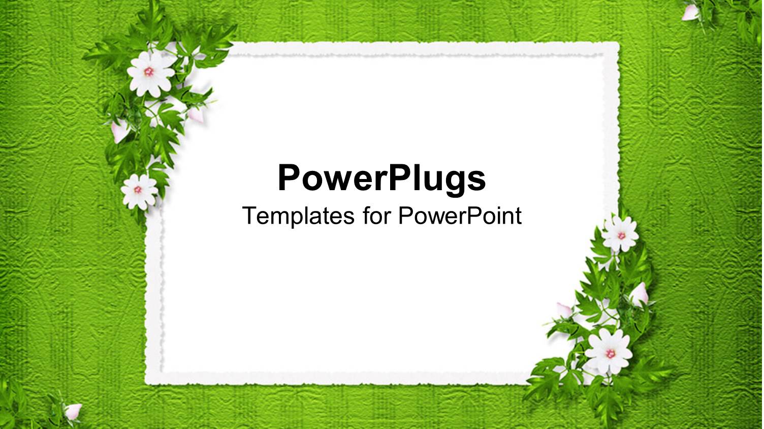 Floral Pattern with White little Flowers on Green Patterned Background