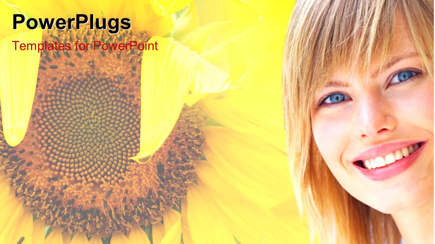 Flourishing Sunflower in Summer with Beautiful Lady Smiling on