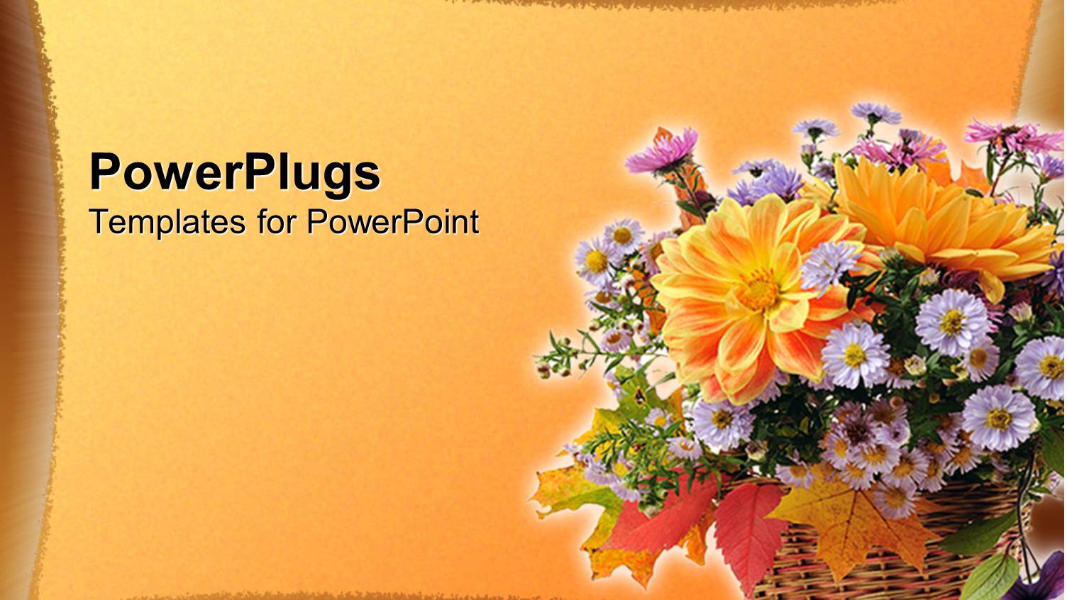 a Flower Basket with Orange Background and Place for Text