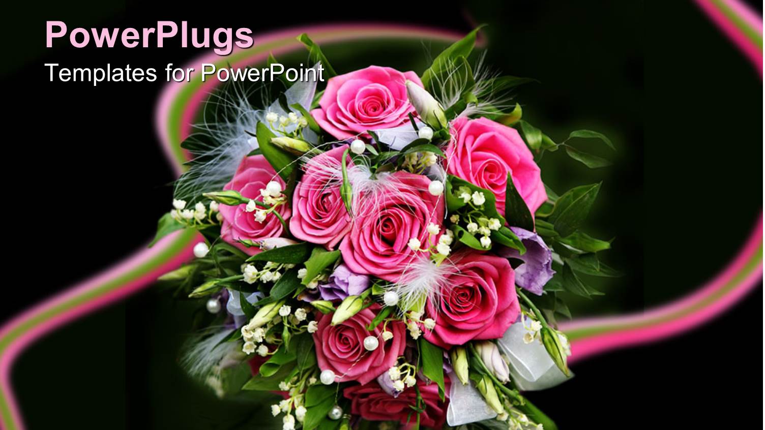 Flower Bouquet with Pink Roses, Green Leaves and Feathers, Florist, Floral Design, Weddings