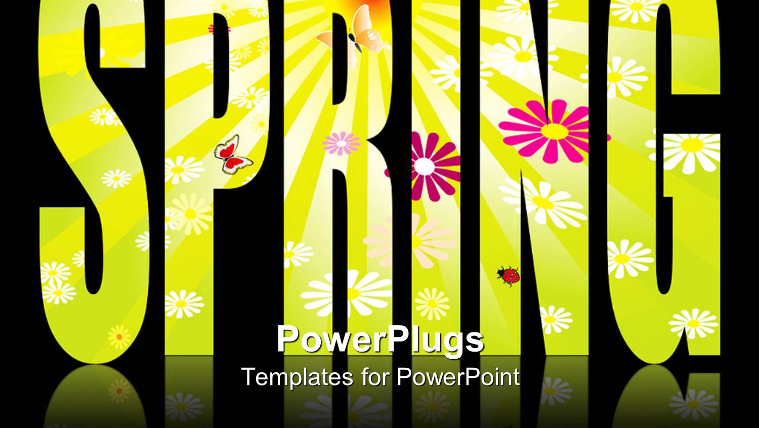 Flowery Spring Text on Black Background