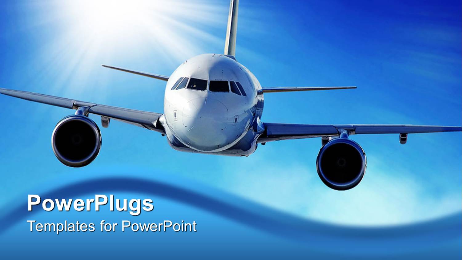 Flying Airplane in the Sky with Sun in the Background