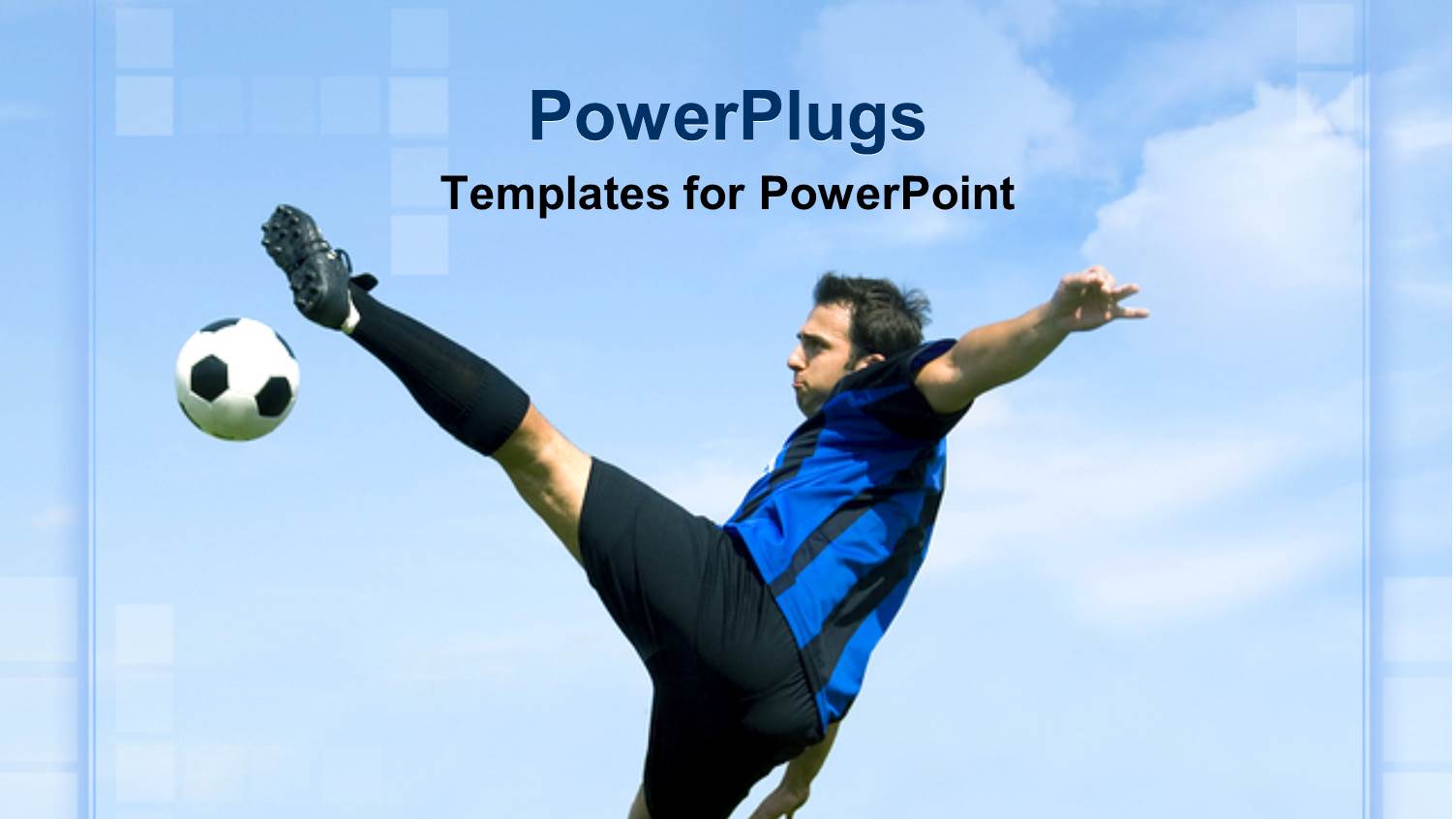 Football Player in Blue and Black Uniform Kicking a Ball