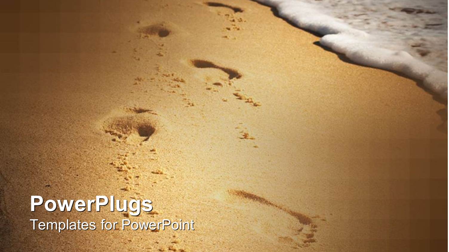 Footsteps Showing in Beach Sand with Sea Wave Approaching