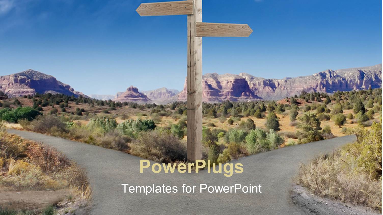 Fort in the Road Two Directions to Choose Street Sign in Desert