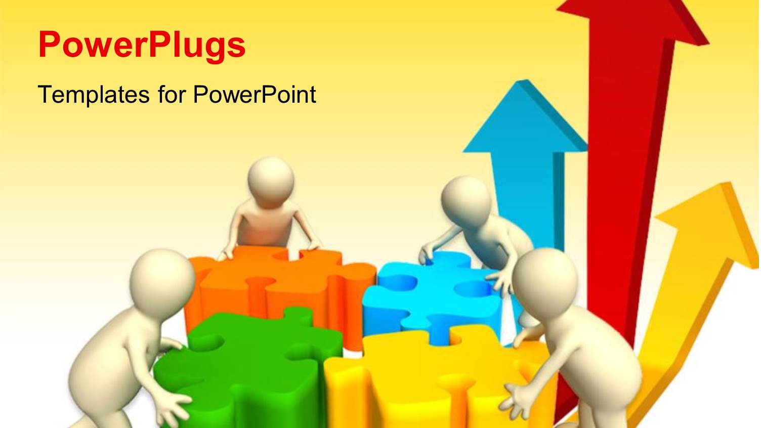 Four 3D Characters Trying to Arrange Four Pieces of Puzzles