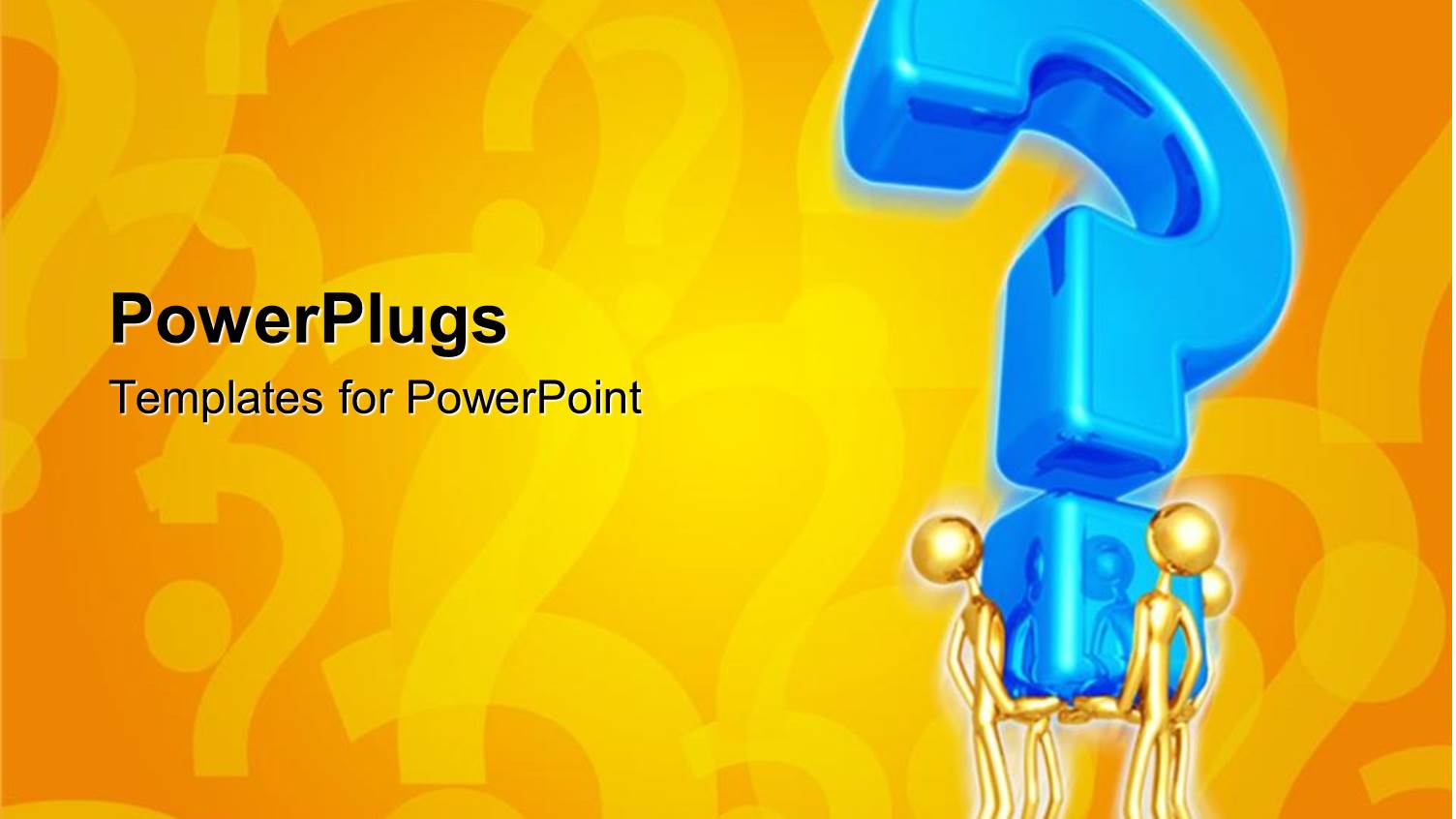 Four 3D Human Characters Holding Up a large Blue Question Mark