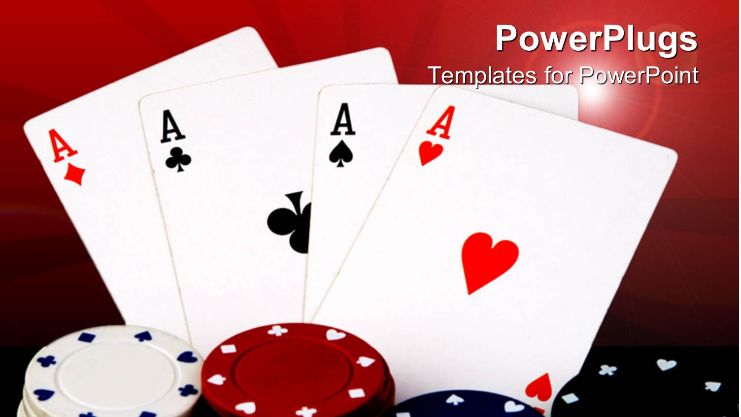 Four Aces and Stacks of Multi Colored Poker Chips