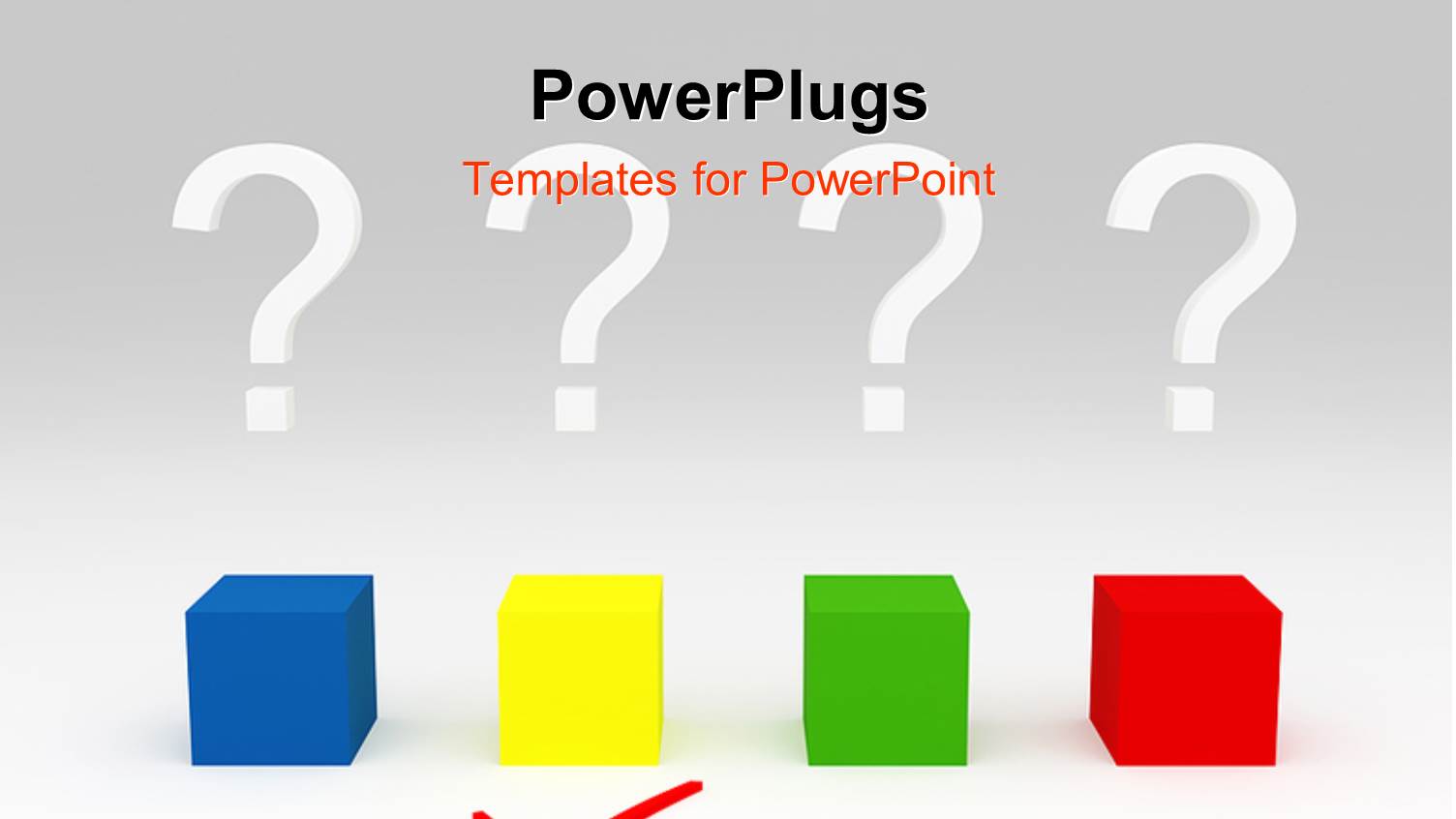 Four Colored Cubes and Check Boxes with One Ticked