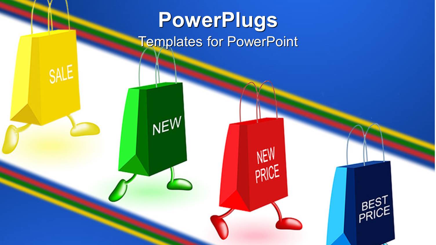 Four Colorful Shopping Bags in a Line