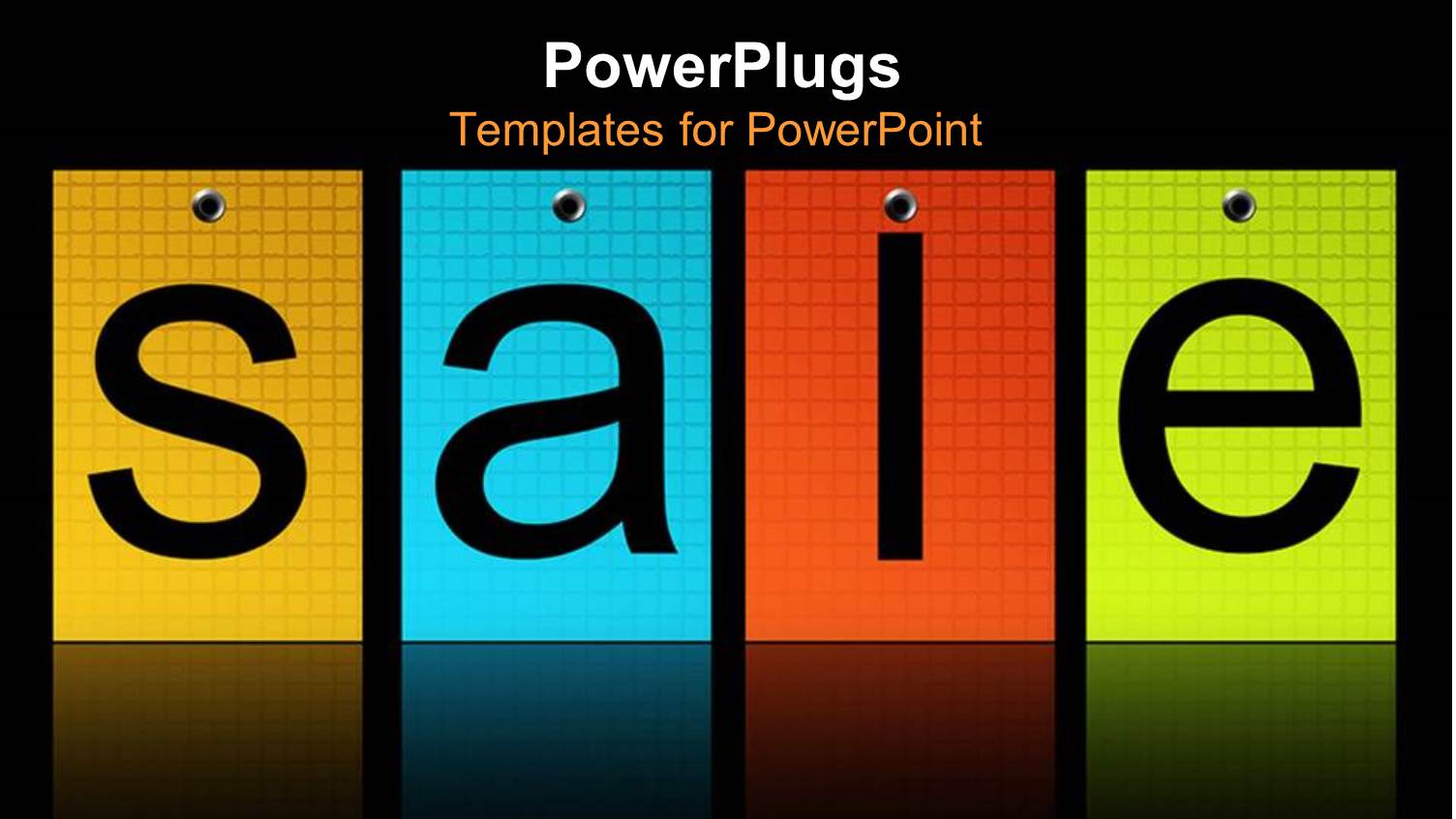 Four Colorful Tiles with the Test Sale on a Black Background