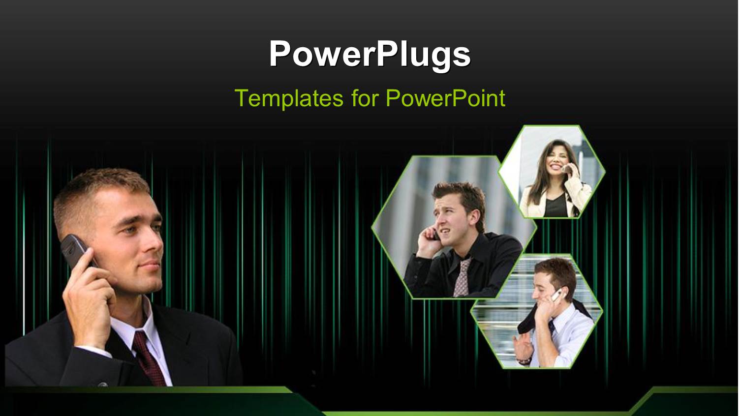 Four Different Tiles with Four People Making Phone Calls