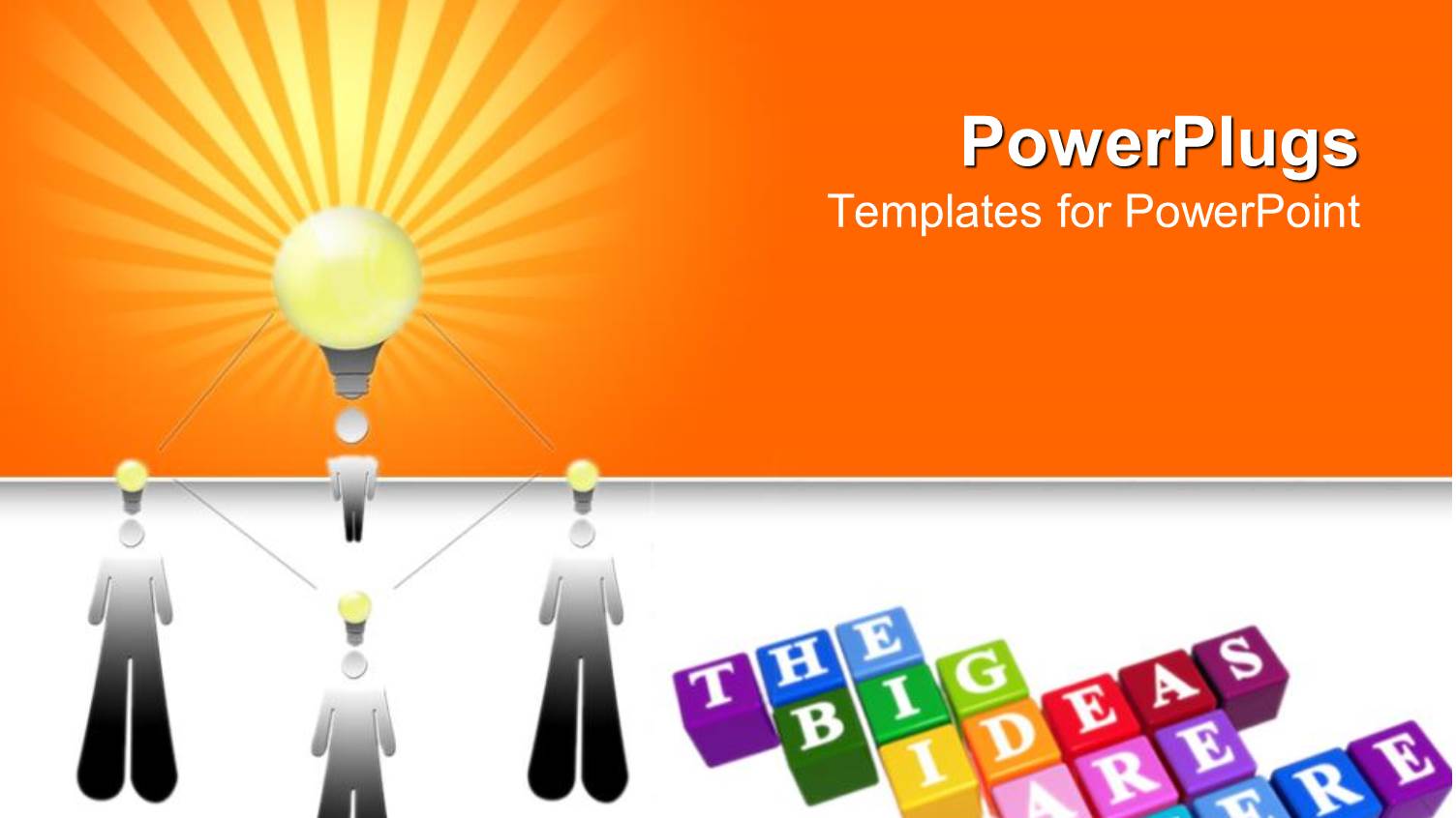 Four Figures with Idea Bulbs, Working Together