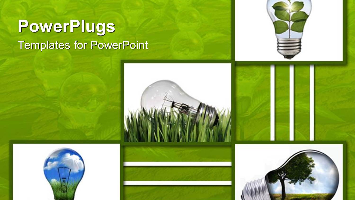 Four Inter Connected Tiles with Light Bulbs on a Green Background