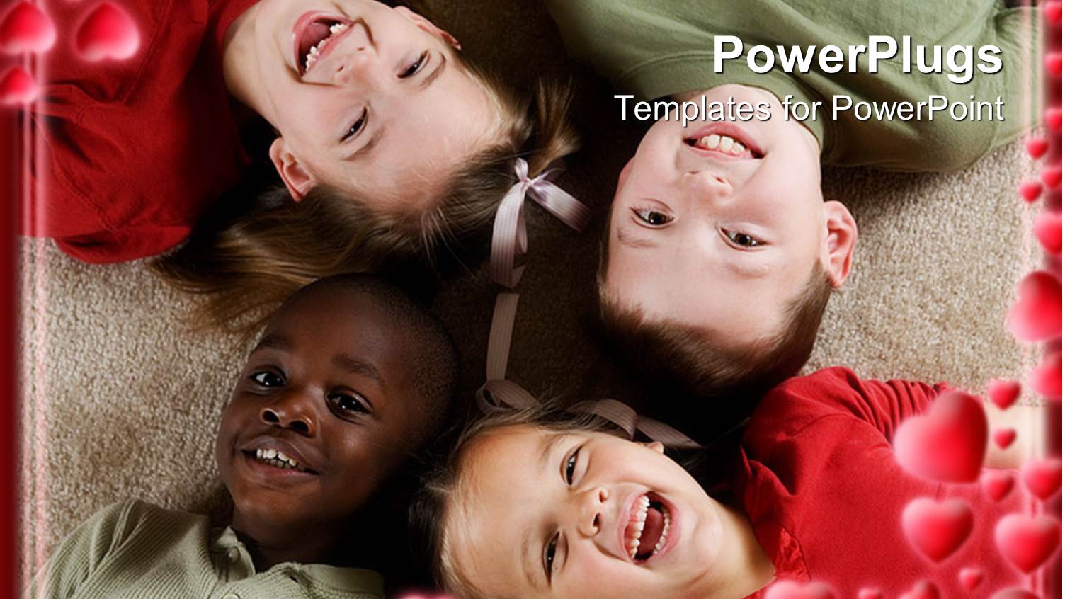 Four Kids Lying Down Face Up on a Cream Colored Rug