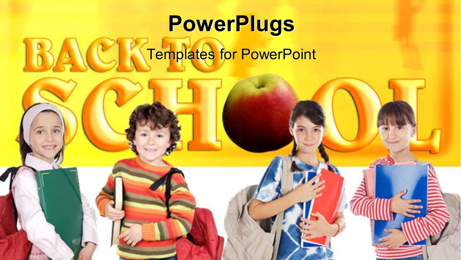 Four Kids Prepared for School with Text BACK to SCHOOL