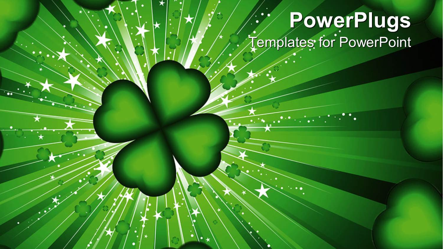 Four Leaf Clover and Hearts Frame on Green Stardust Background