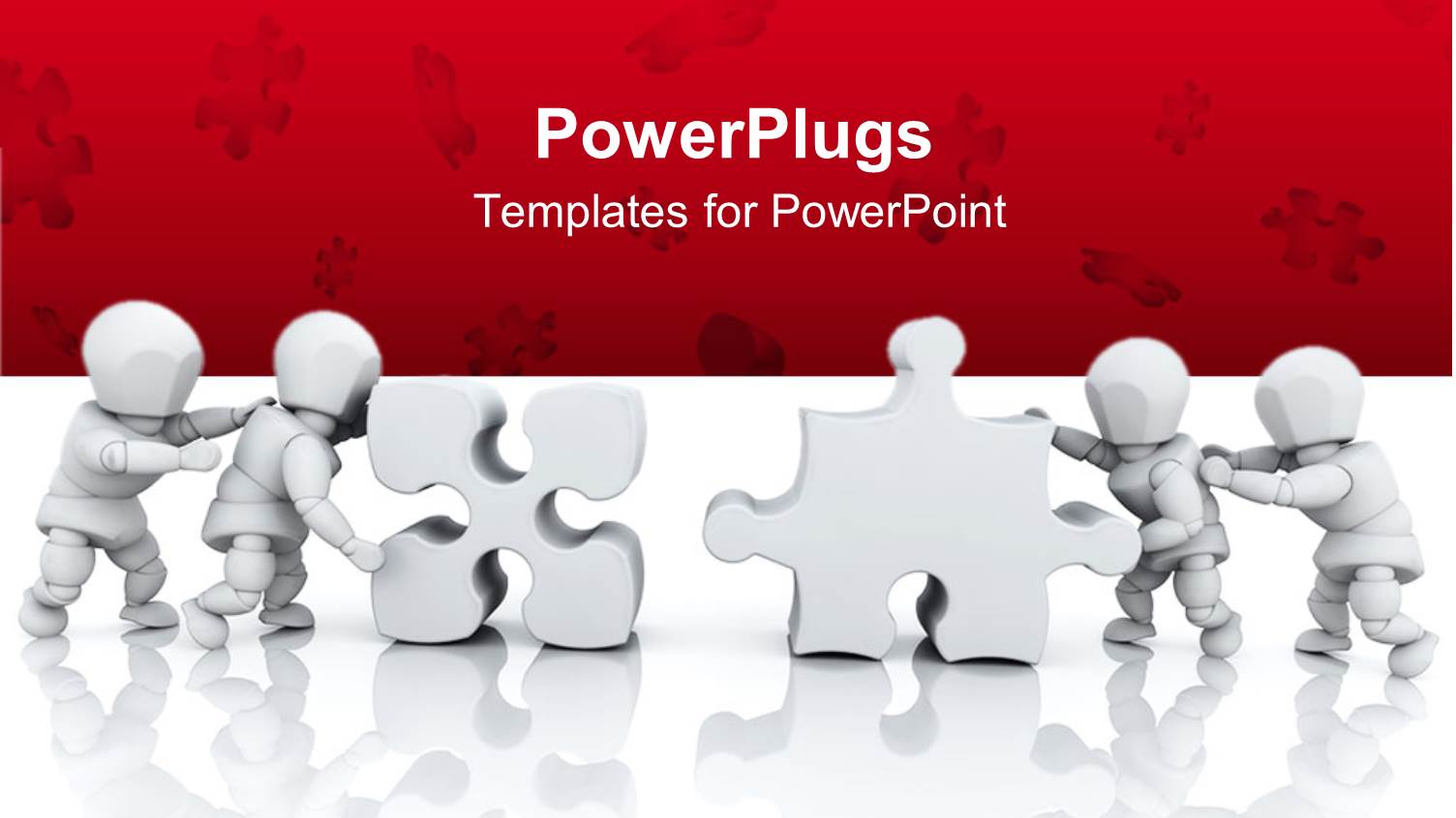 Four Men Solving the Puzzles Over the Red Background