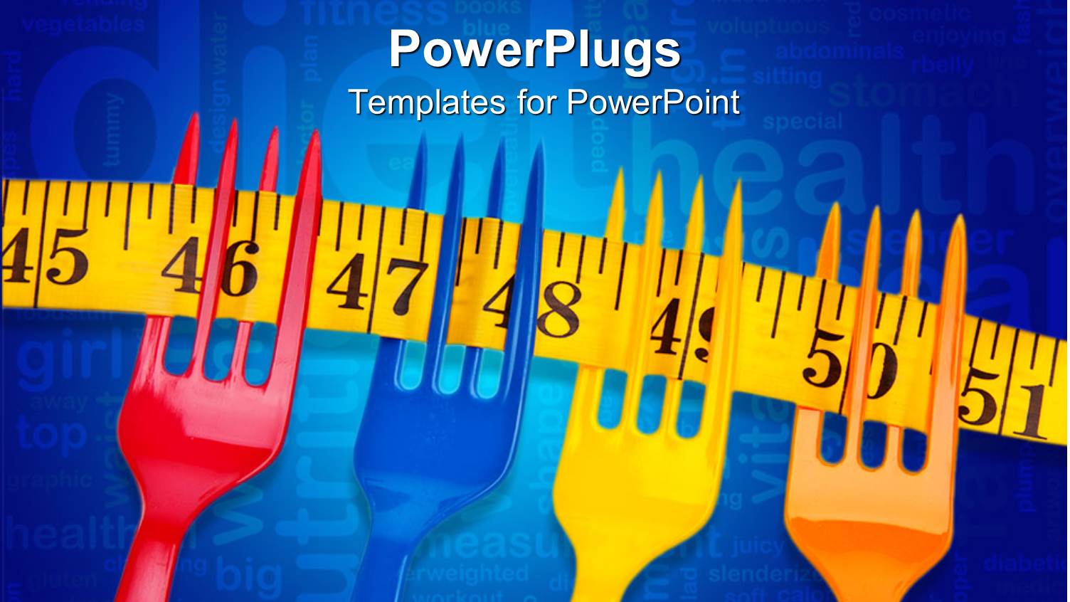 Four Multi Colored Forks on a Yellow Measuring Tape