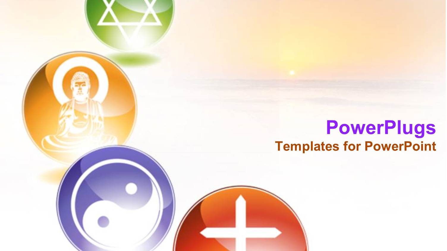 Four Multi Coloured Circular Tiles Showing Different Religious Symbols