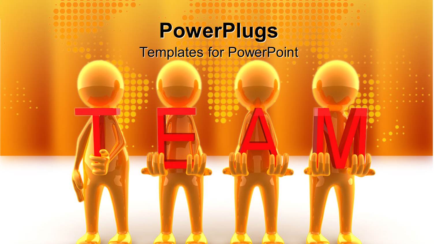 Four People Showing the Teamwork with Orange Background