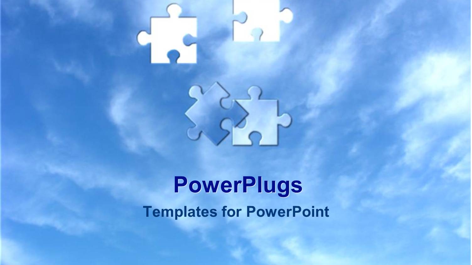 Four Puzzle Pieces Falling from a Calm Blue Sky