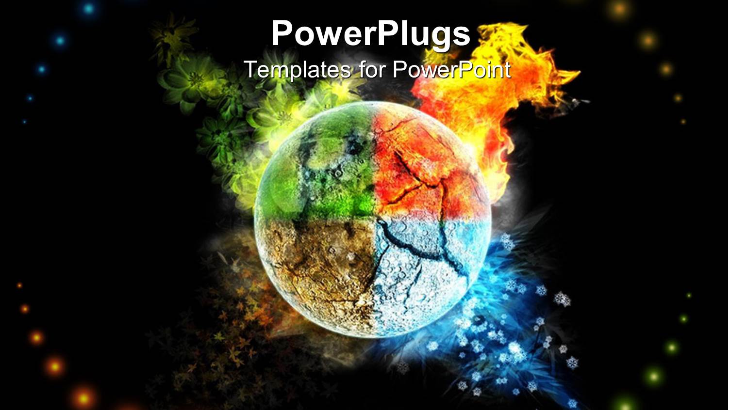 Four Seasons of Year Depicted on Globe Surface with Black Background