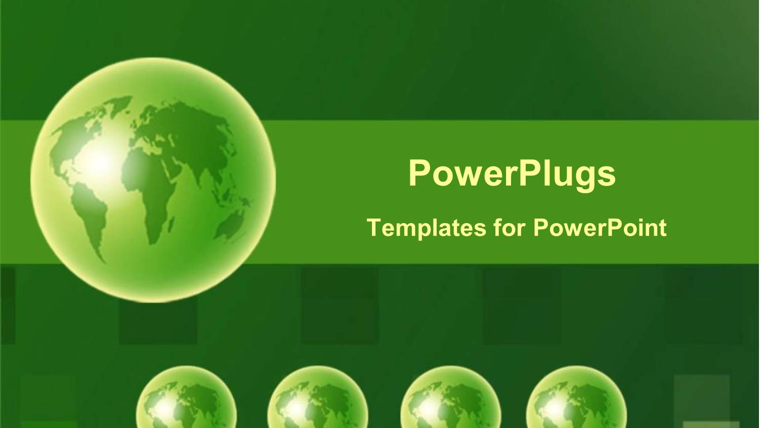 Four small Green Globes with a large Green Globe