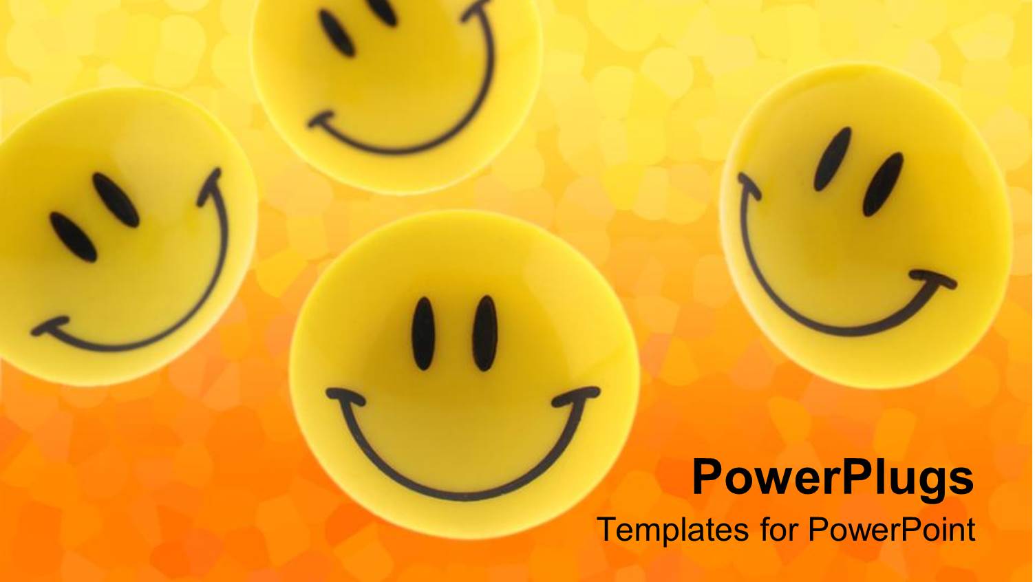 Four Smiling Smileys Depicting Happiness on Abstract Background