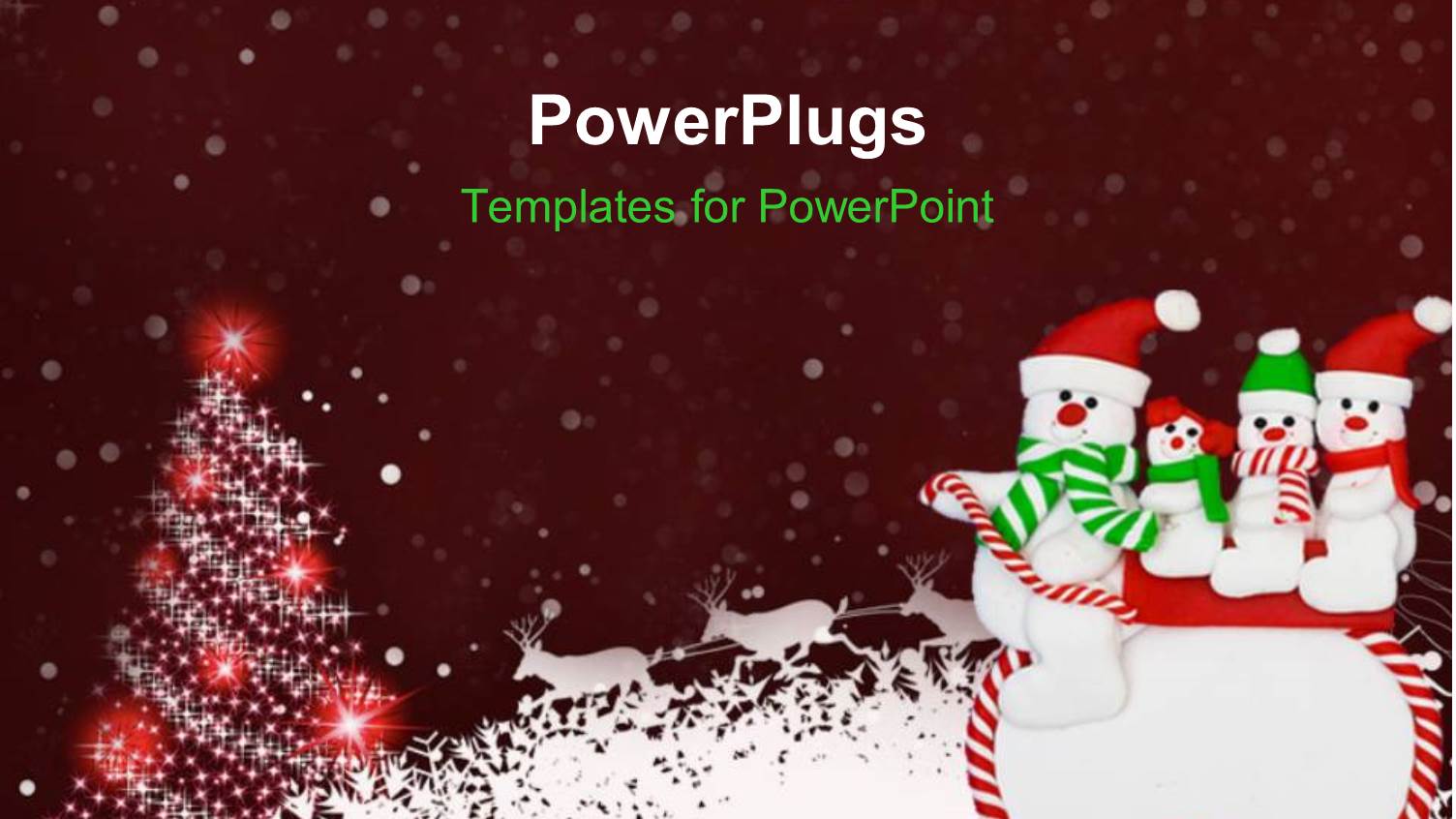 Four Snow Men on a Sleight Over a Christmas Theme