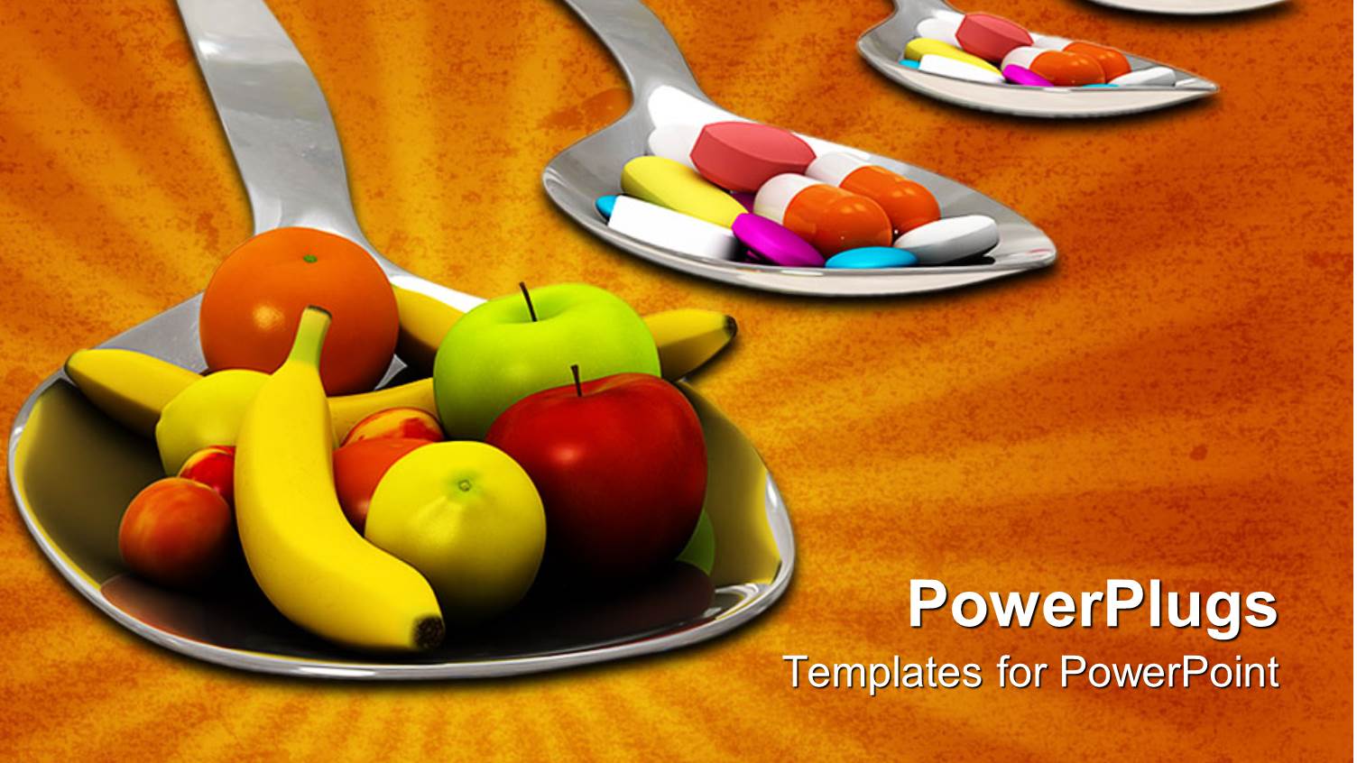 Four Spoons with Different Tablets and One larger One with Fruits