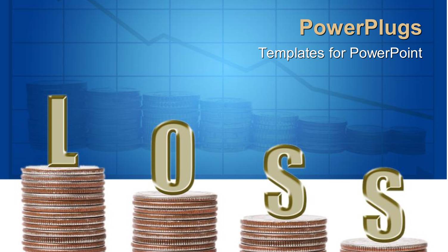 Four Stack of Coins Descending Depicting Financial Loss