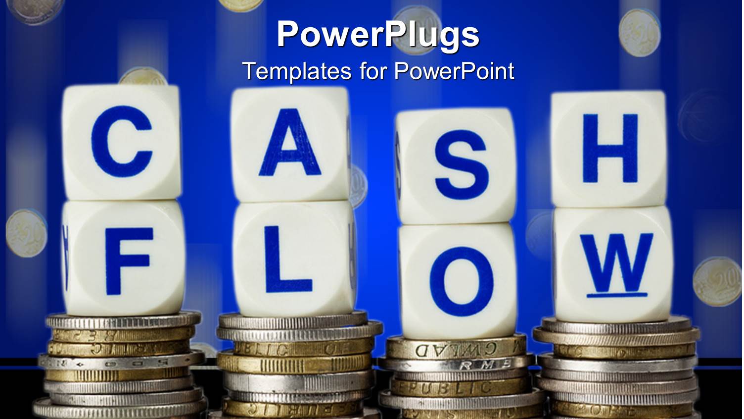 Four Stacks of Coins with CASH FLOW Text in Dies