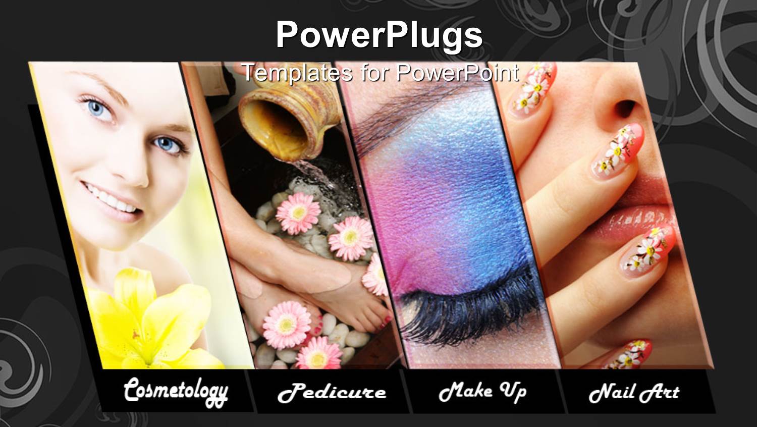 Four Tiles with Different Make Up Procedures and a Smiling Face