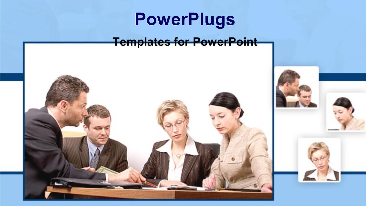 Four Tiles Showing Corporately Dressed Business People Having a Meeting