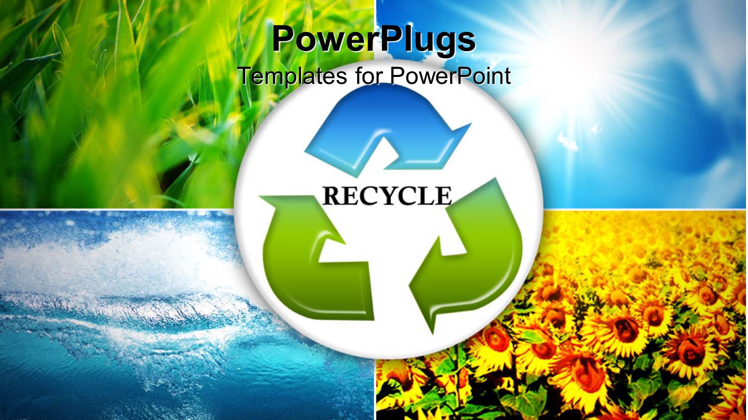 Four Tiles Showing Different Seasons with a Recycle Symbol
