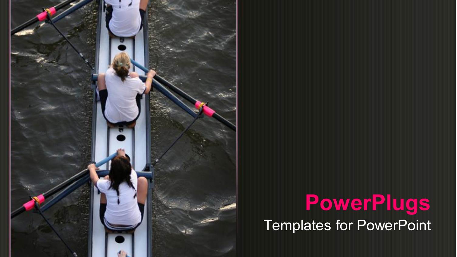 Four Women in a Canoe with Paddles on Water Women's Rowing Team