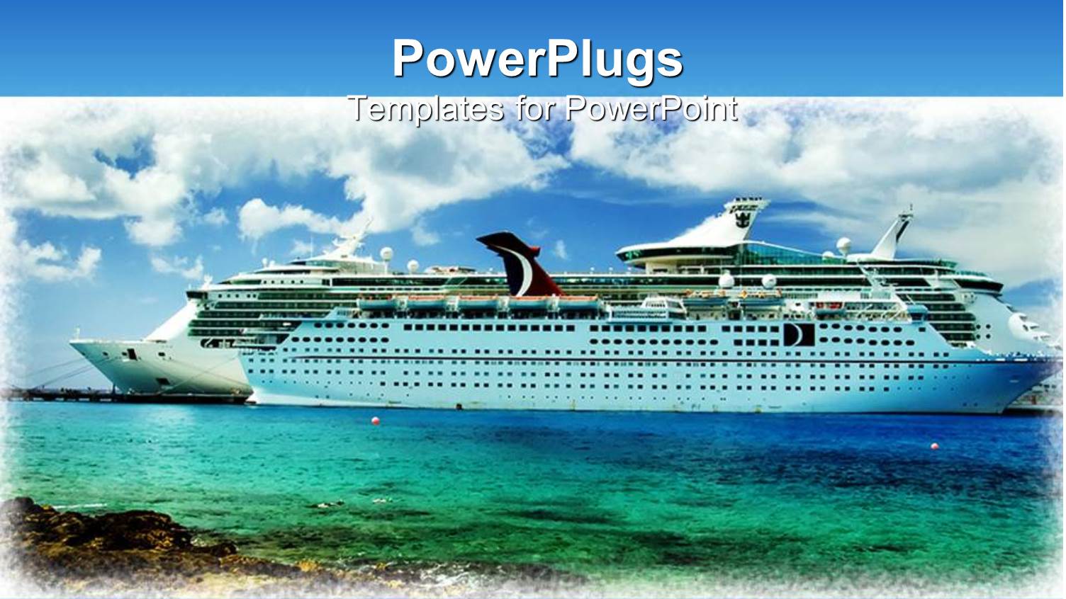 Framed Cruise Ship on Sea Water with White Clouds on Blue Sky