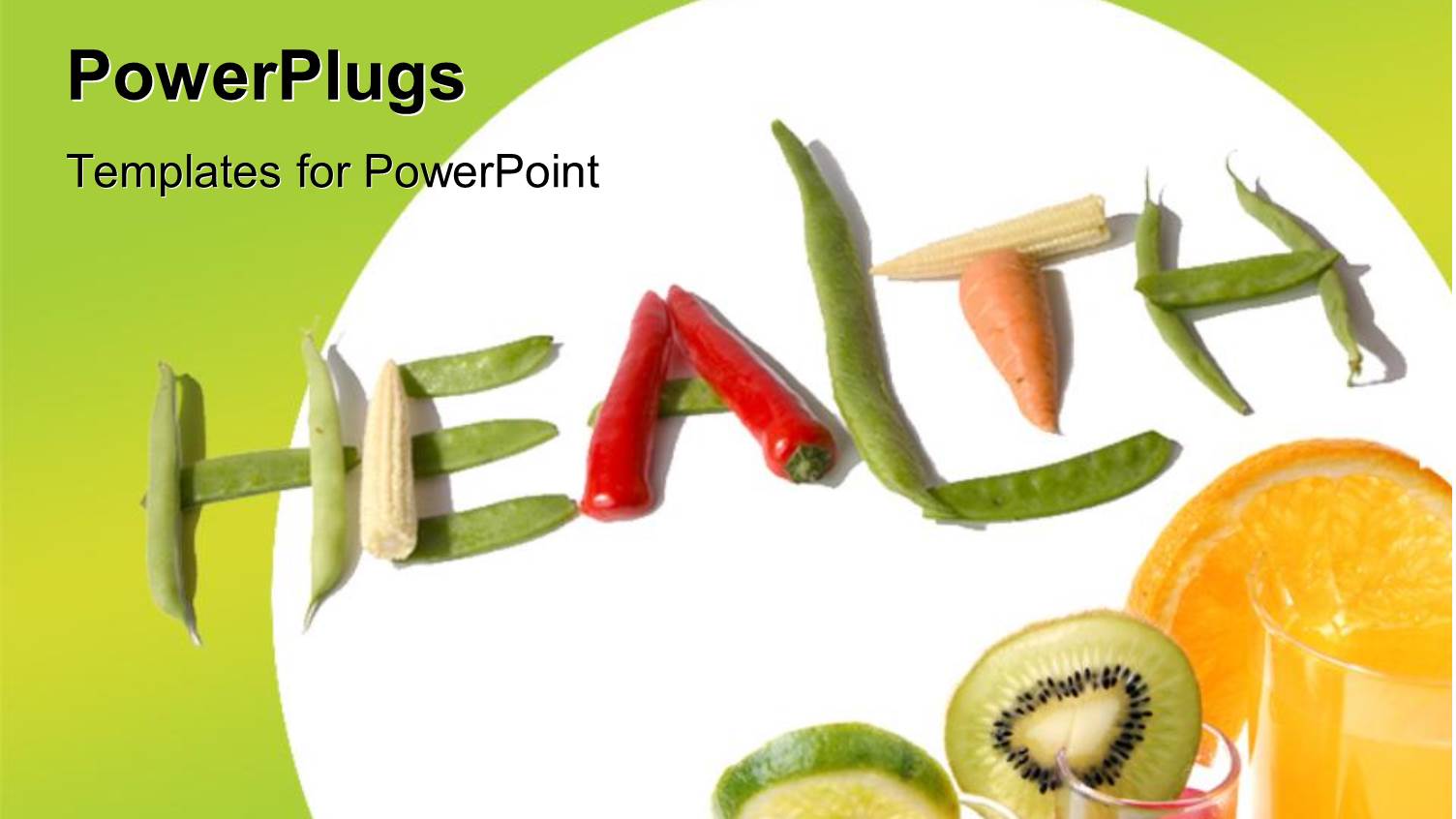 Fresh and Healthy Glasses of Fruit and Vegetable Juices with Health Keyword Over White and Green Background